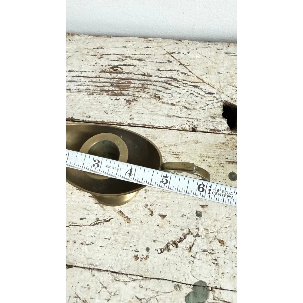 Vintage Etched Brass Genie Lamp Taper Candle Holder Boho Decor 6.25 Inch